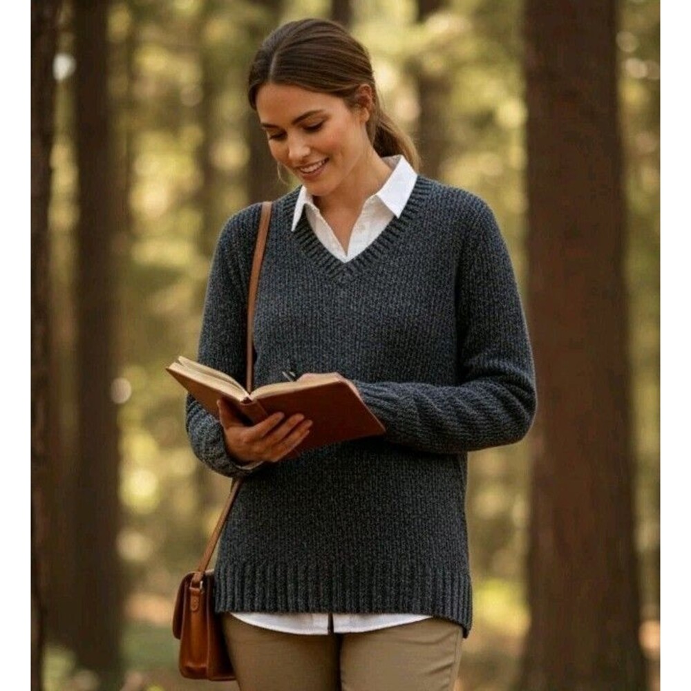 Orvis Sweater Womens M Medium Chenille Crew Neck Chunky Soft Cozy